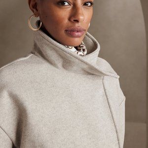 NWT Banana Republic Factory - Melton Moto Jacket in Oatmeal / Petite XXS